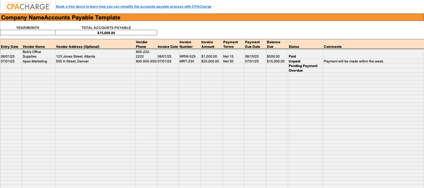 CPAC Accounts Payable Template Preview