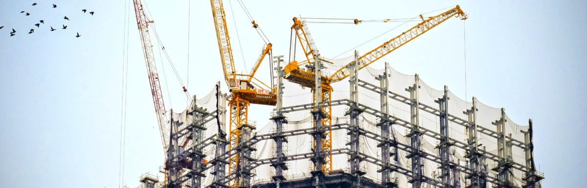 Cranes building a skyscraper