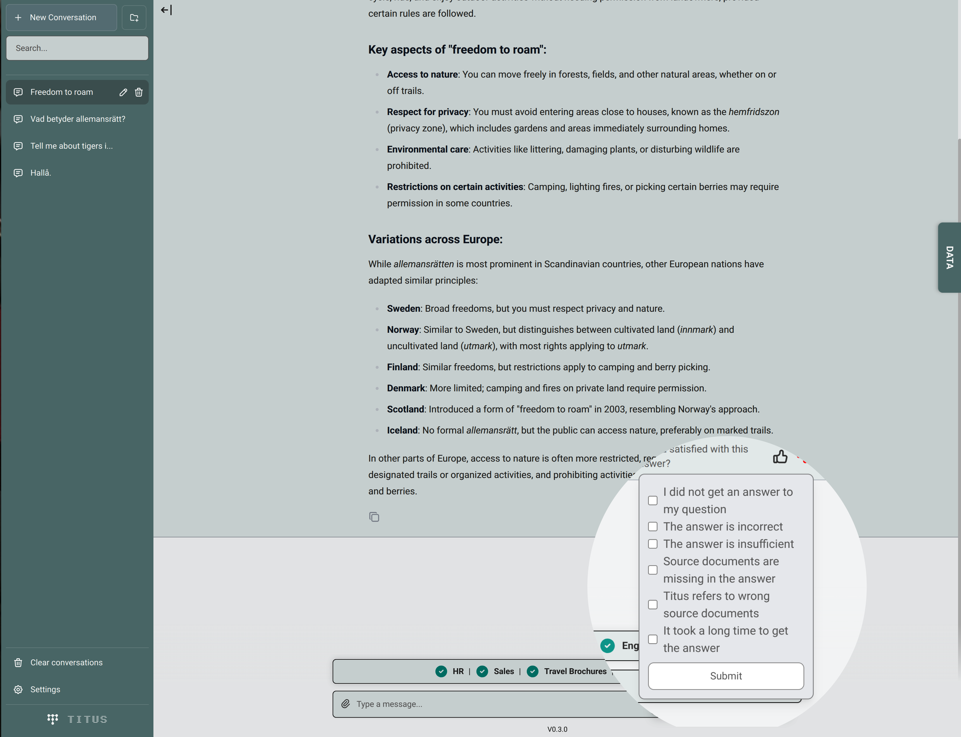 Continuous monitoring of usage and quality through feedback