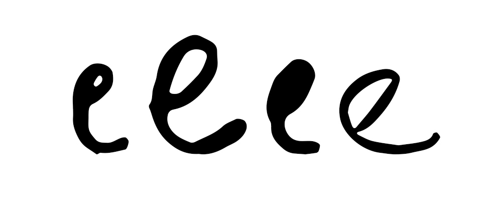 Glyph variants for the letter e (Manic font)