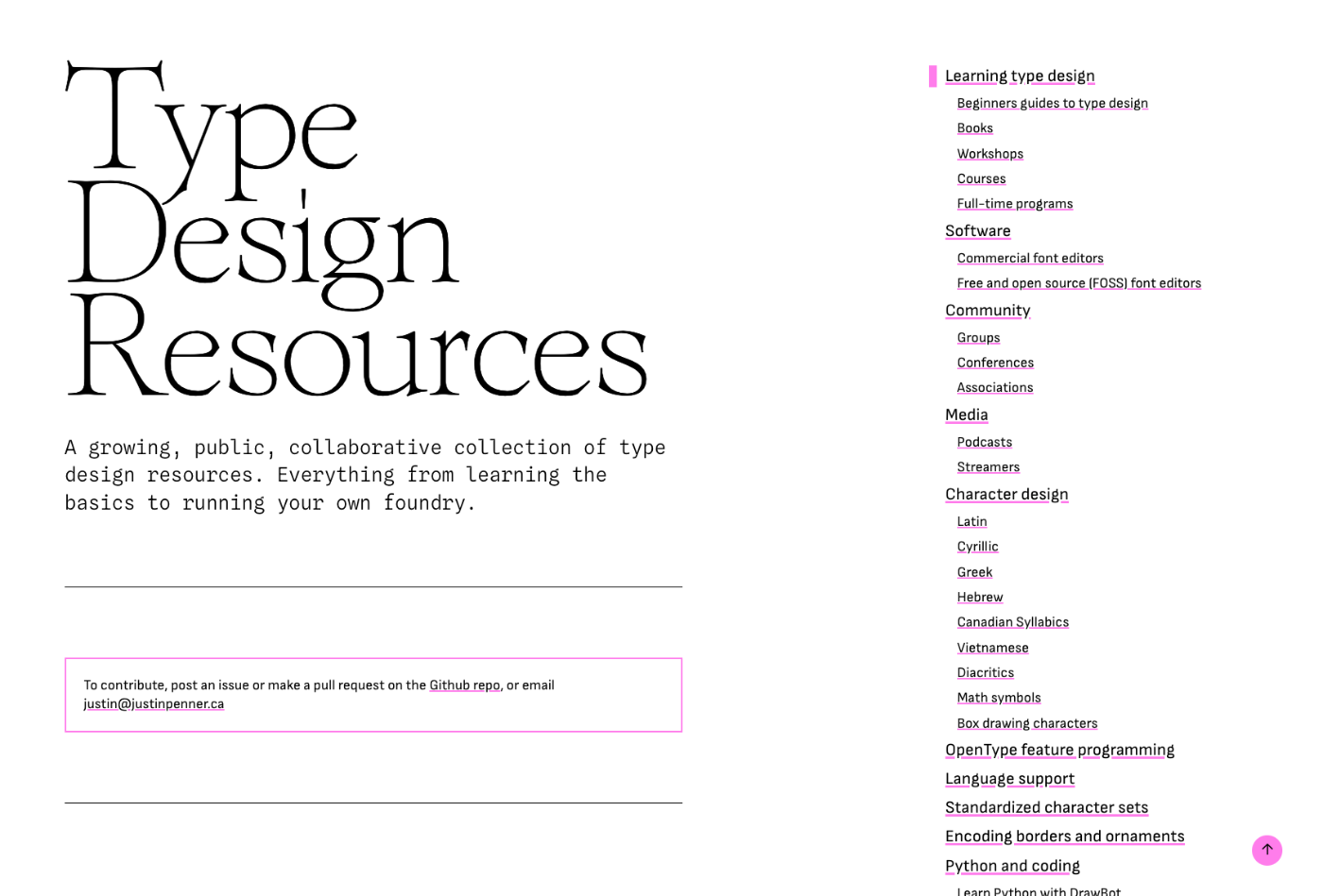 Type Design Resources
