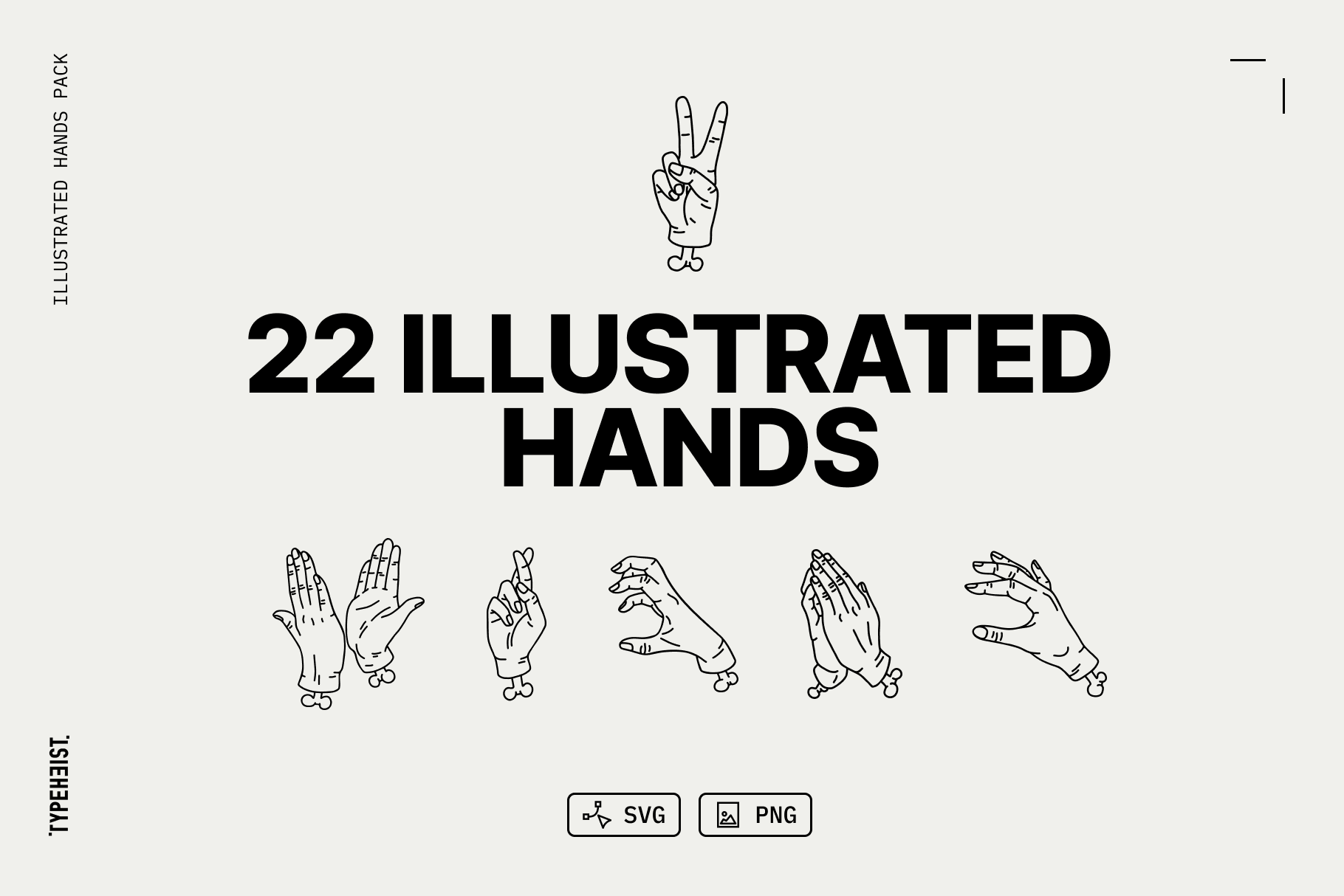 Illustrated Hands Pack: A vector pack with 22 illustrated hands. All hand-drawn. All unique.