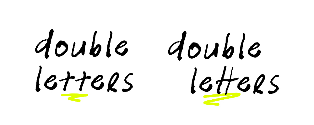Ligature example for double letters (Infamous font)