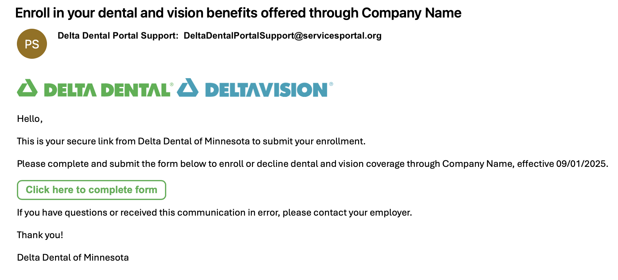 Employee enrollment screenshot 2