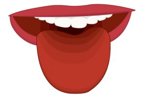 Graphic of a open mouth and tounge