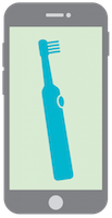 Graphic of a smartphone with an image of a toothbrush on the screen