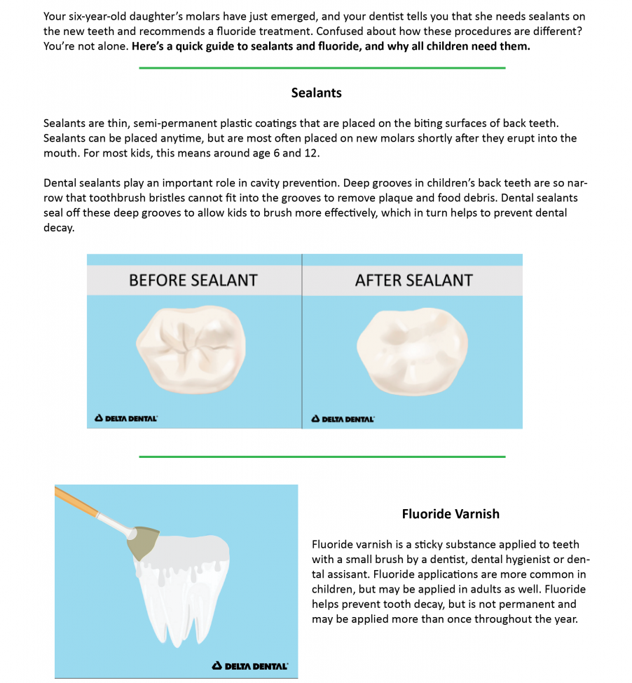 Sealants and Fluoride article