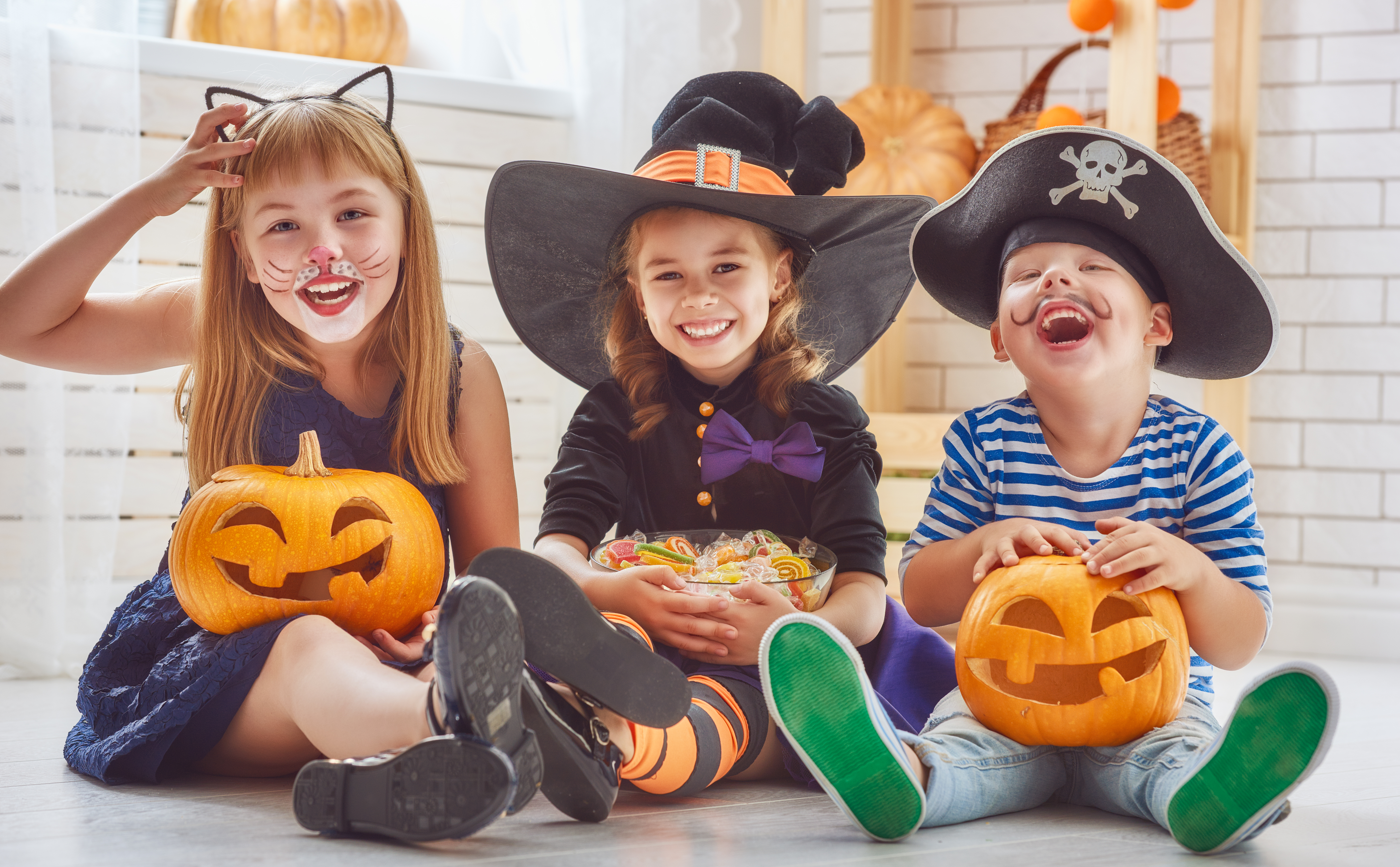 Children dressed up in their halloween costumes