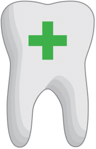 Graphic / Icon of a tooth with a green cross