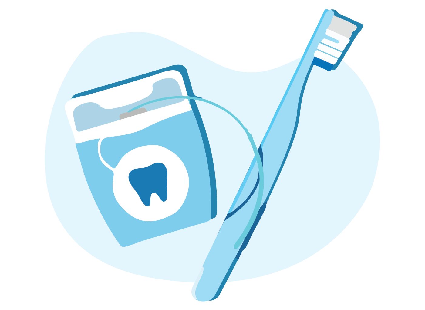 Illustration of a toothbrush and floss.