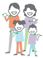 Graphic of family brushing teeth