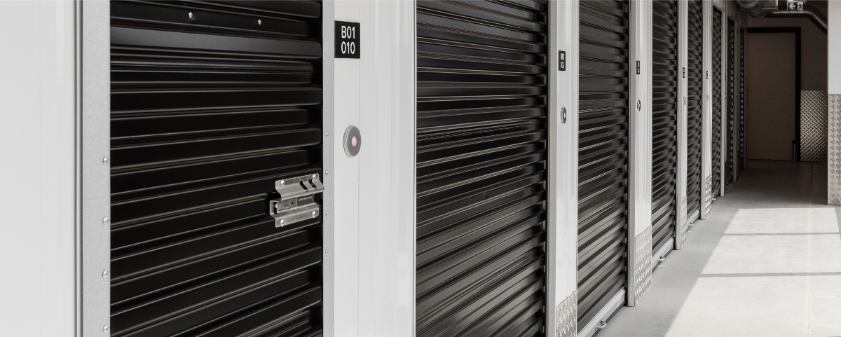 The exterior of a locked STOREX unit