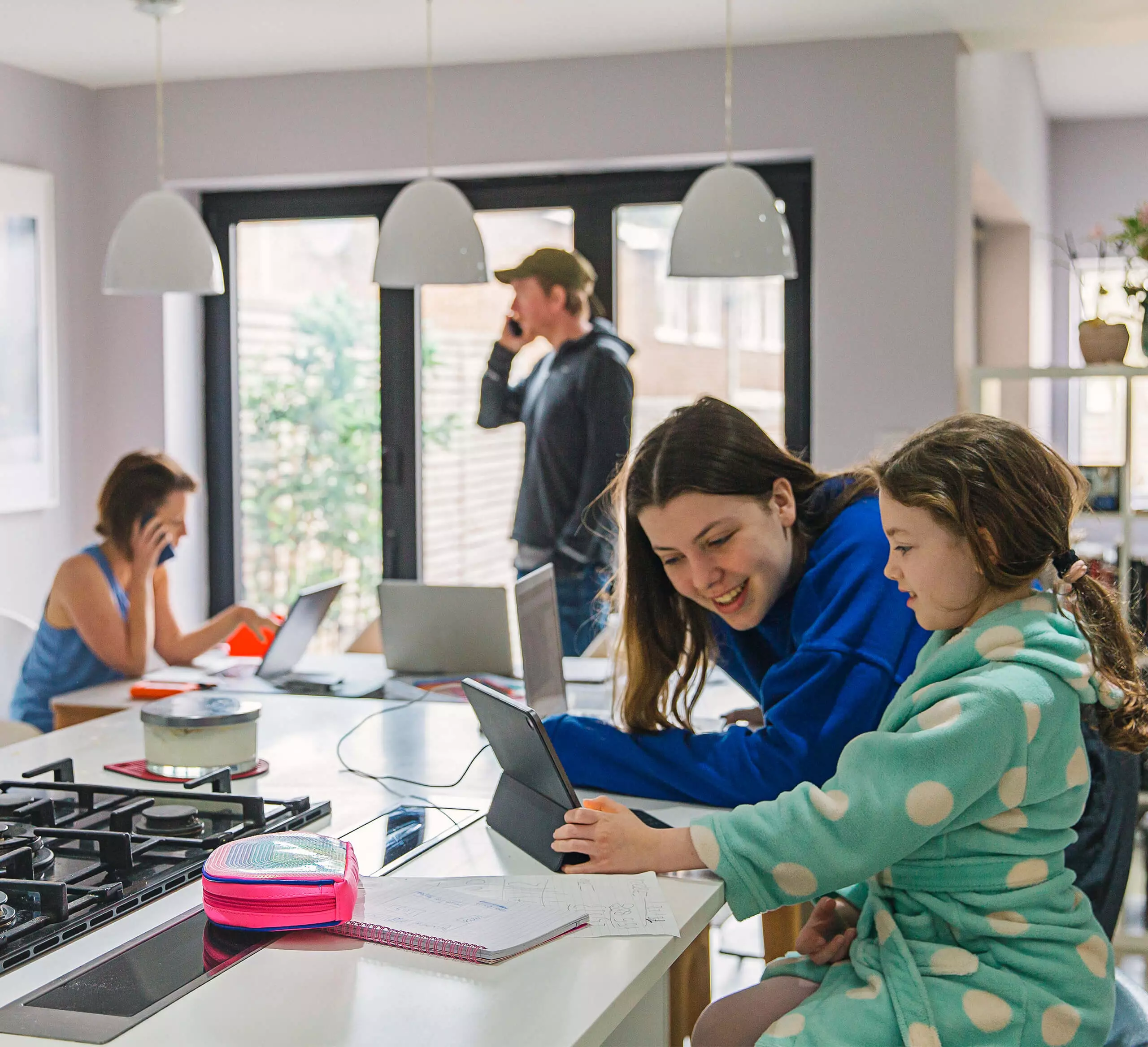 family in the kitchen