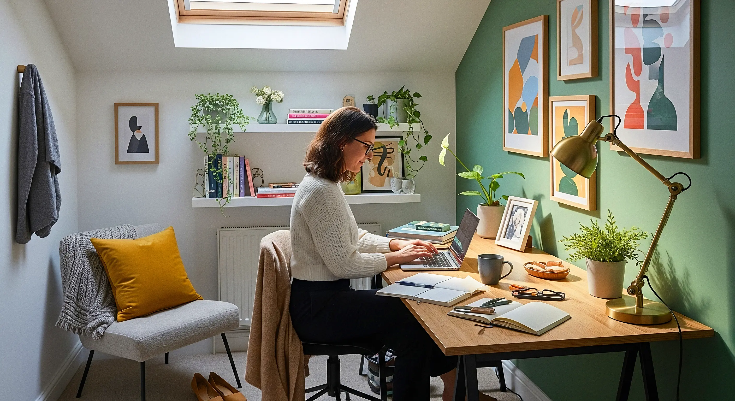 Female homeworker remote working from home
