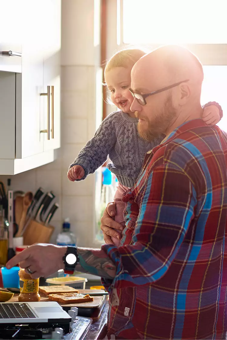 Dad and baby in the kitchen