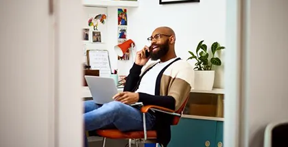 Man working on the phone