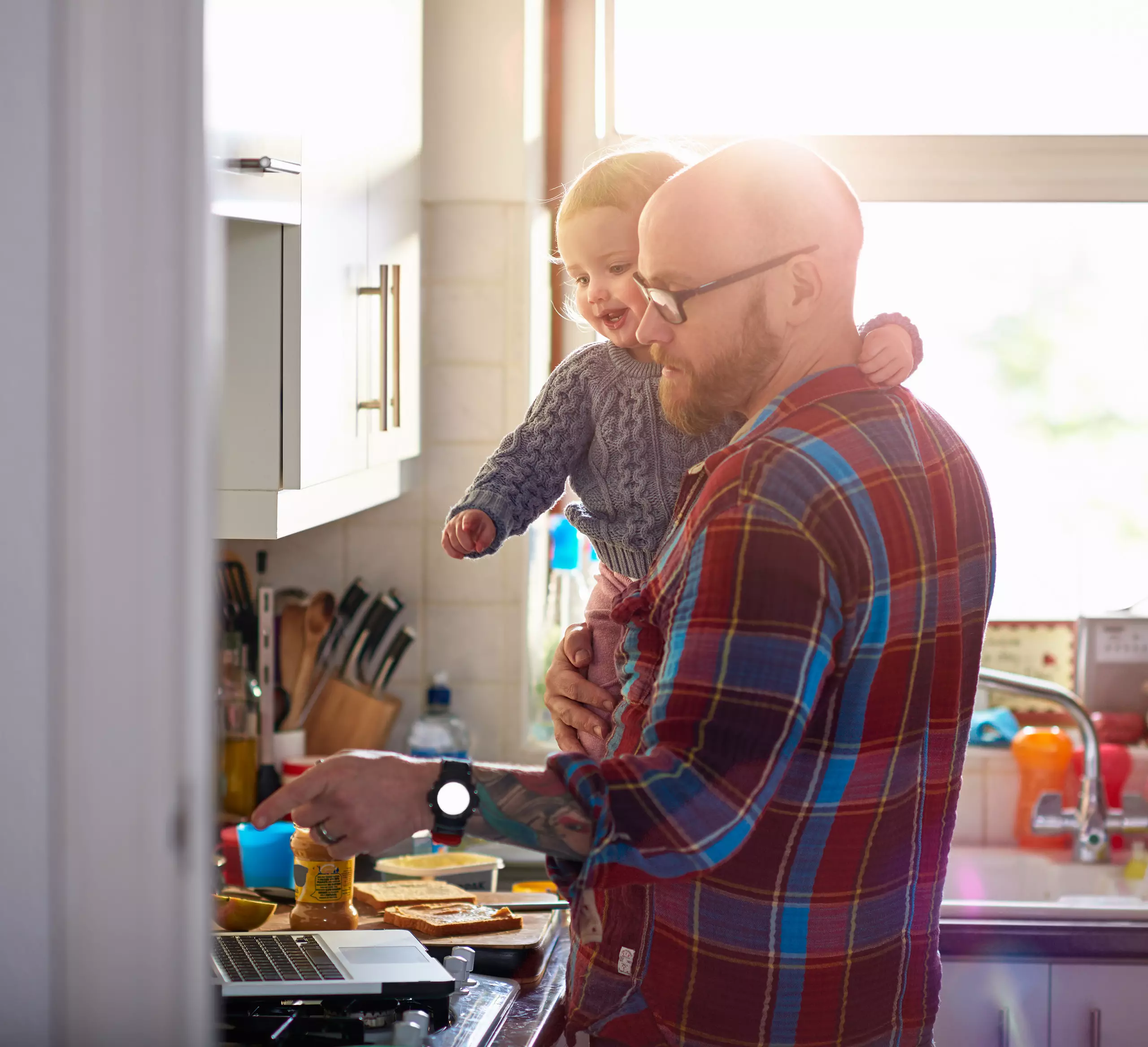 Dad and baby in the kitchen