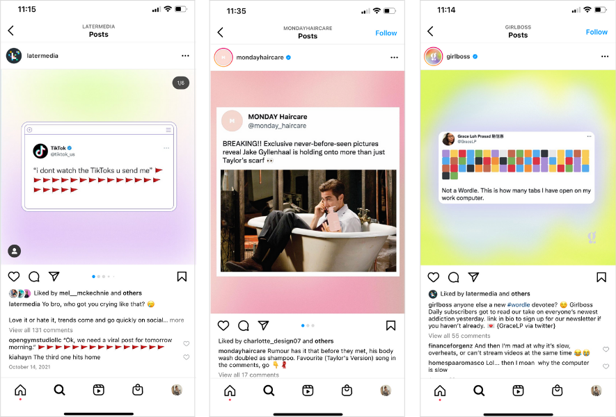 brands sharing tweets on instagram