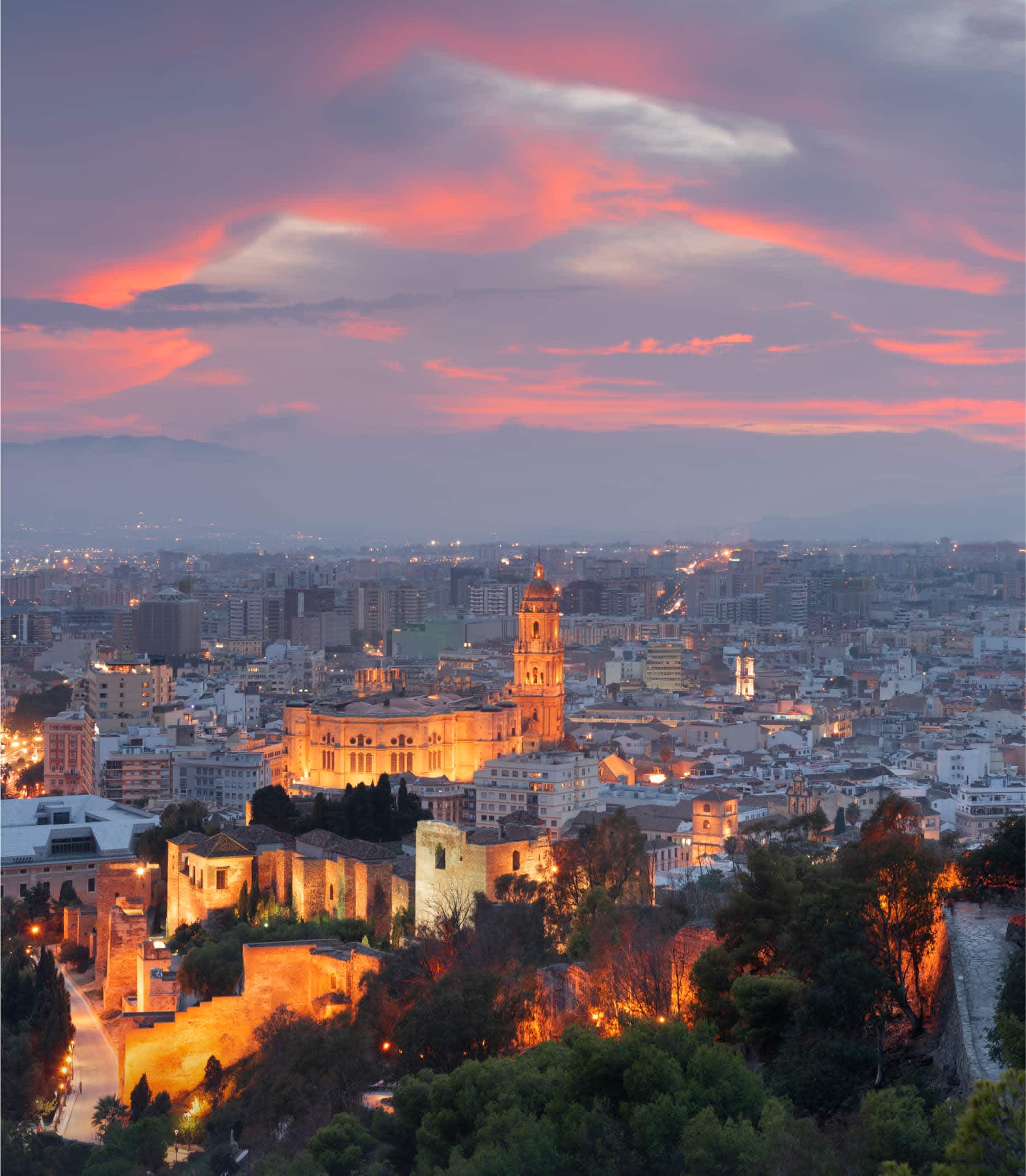 Sunset over Malaga, Spain