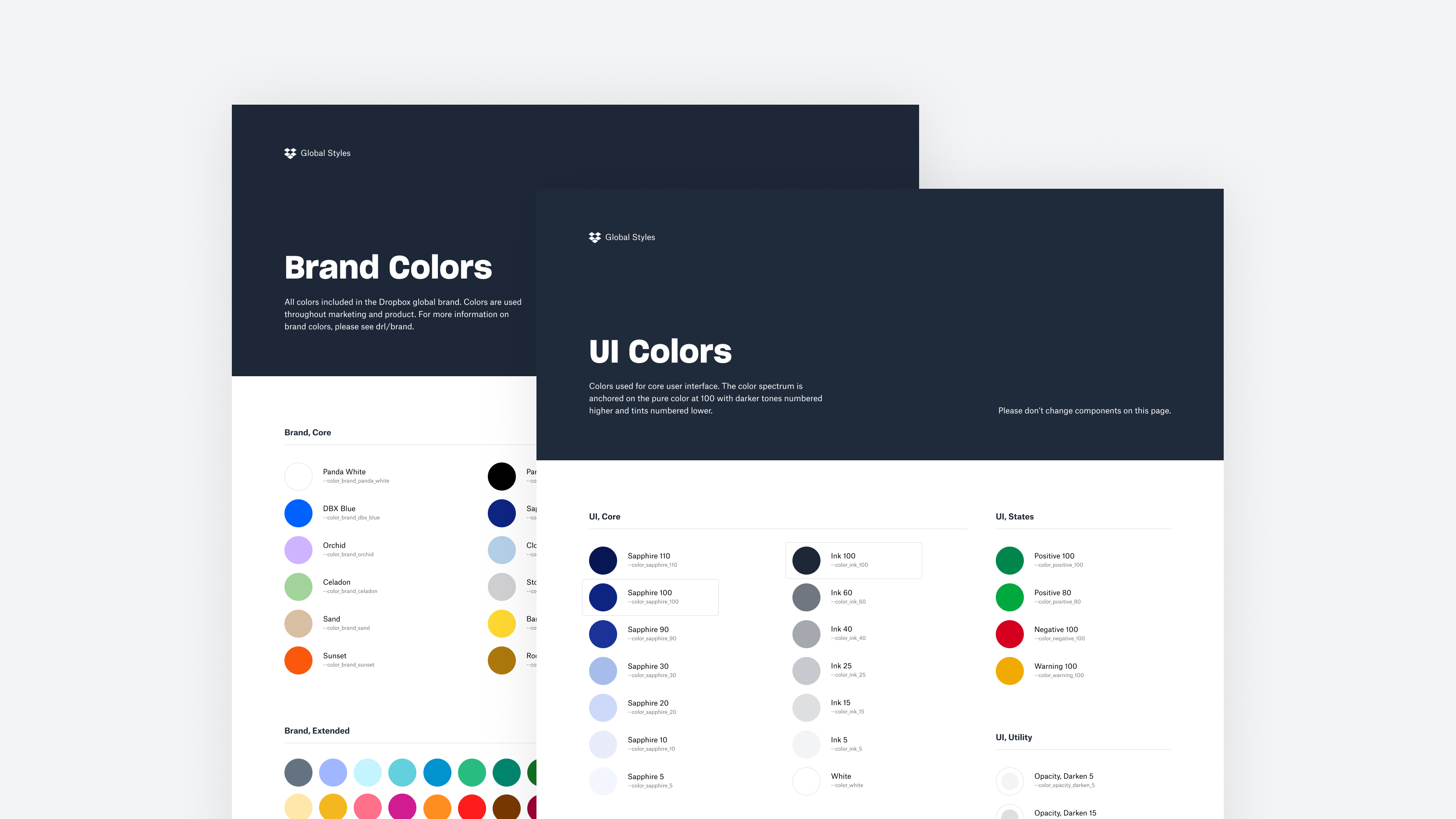 Colors in the Global Styles library.