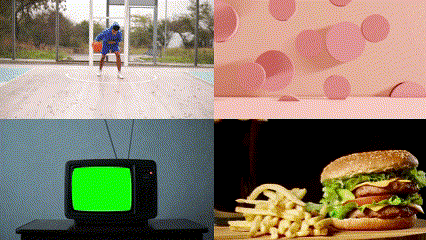 A GIF of 4 different stock videos available in Clipchamp.
