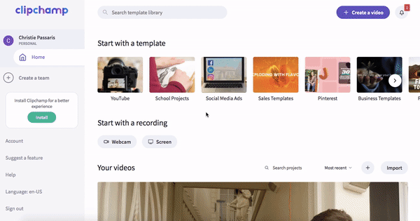 Create a new Project