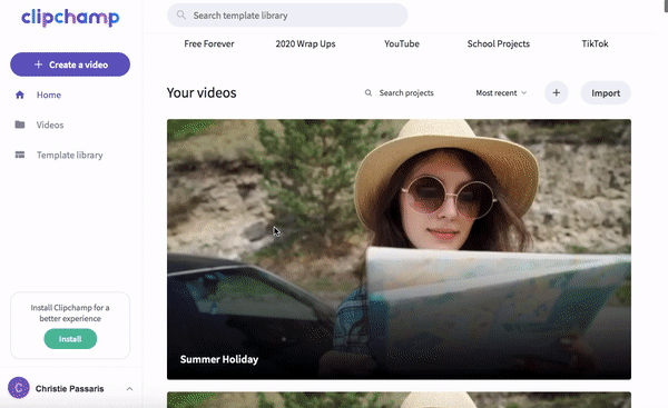 Post Youtube video on instagram by changing the aspect ratio before resaving the video in a smaller resolution in Clipchamp