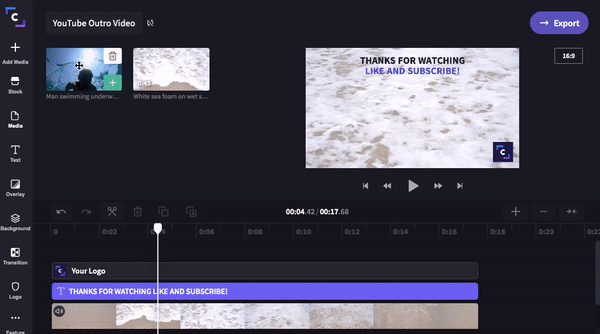 Step 4c - Youtube Outro Videos and Youtube End Cards: Ultimate Guide Free Templates Clipchamp Video Editor Blog