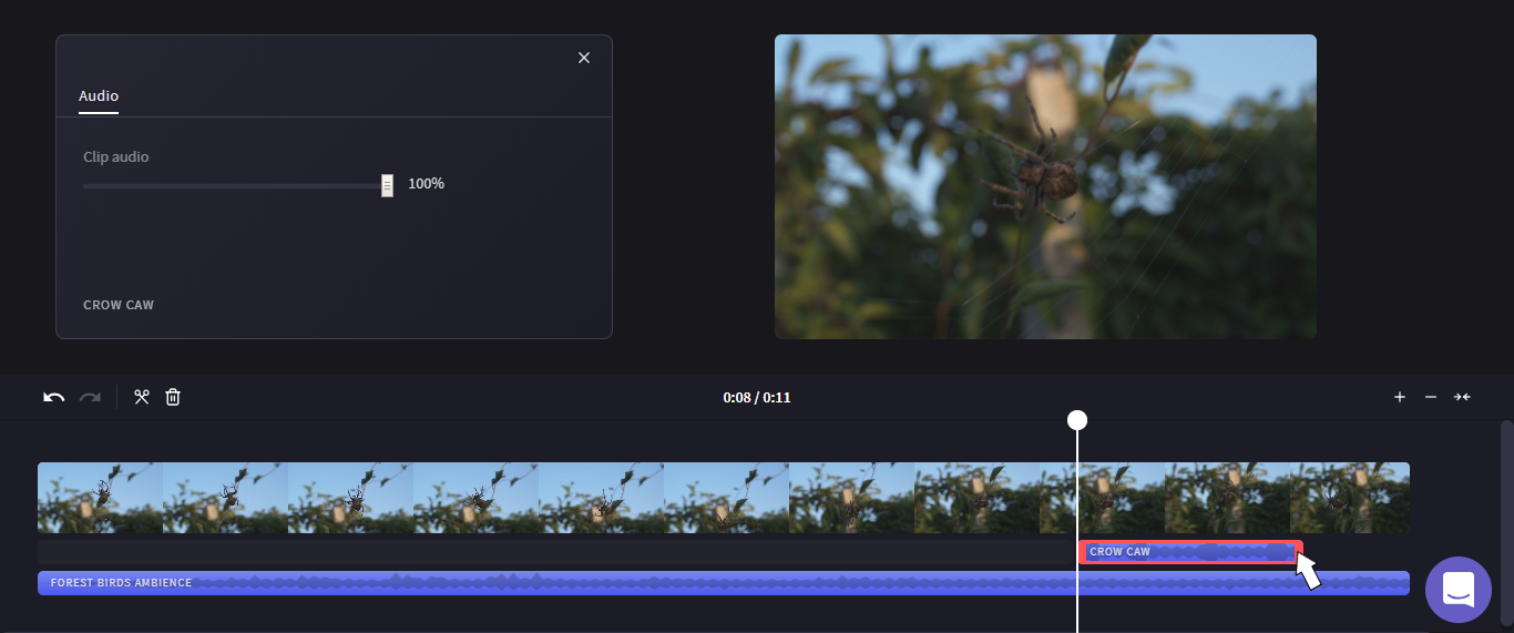 Select audio to adjust volume