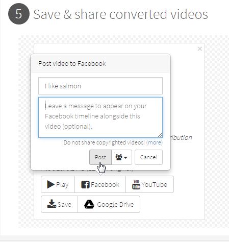 share your video on Facebook or YouTube
