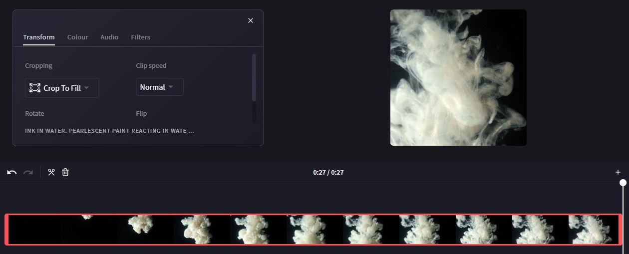 select the video in the timeline to crop it