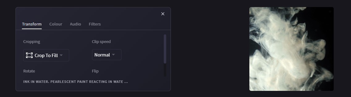 Select crop-to-fill to adjust the video to the aspect ratio of your project