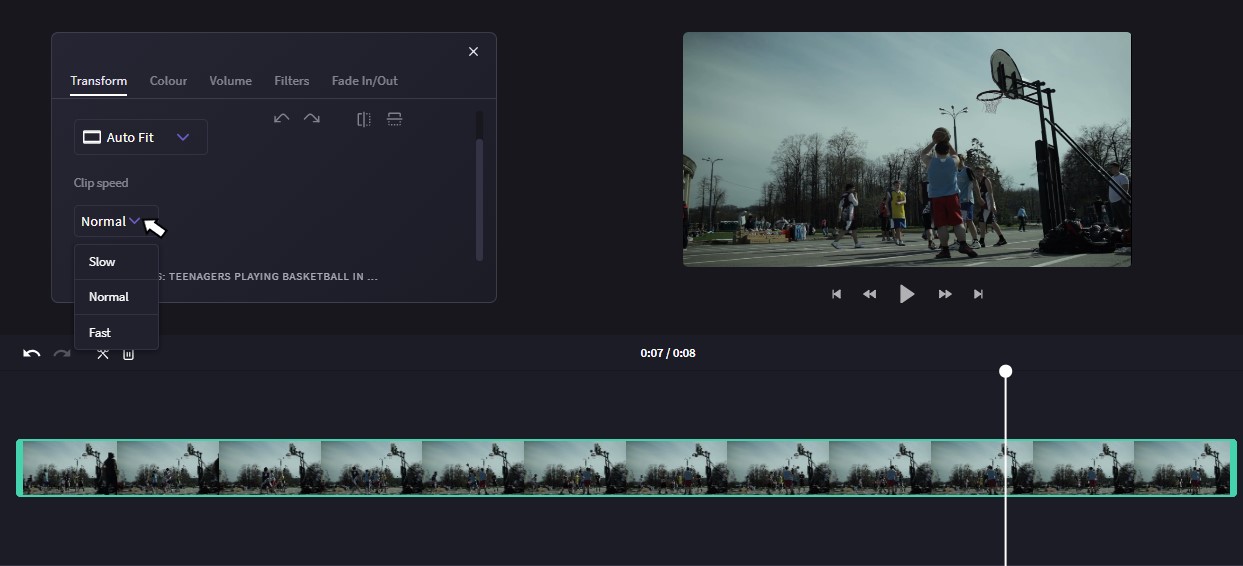 Slow down video or speed up video with this editing window