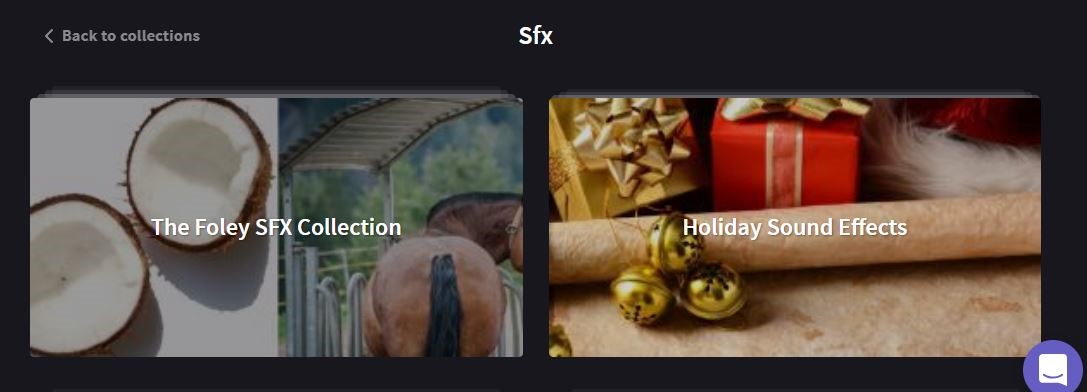 SFX collection on Clipchamp