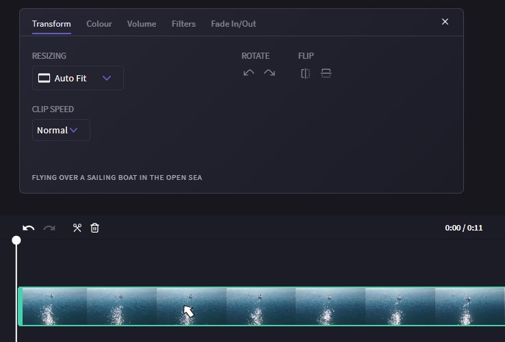Video editor window in Clipchamp