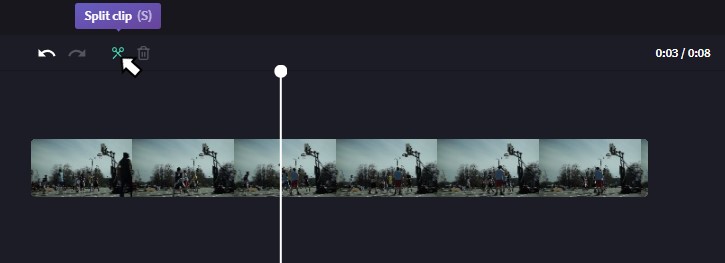 Use the scissors icon to split your video