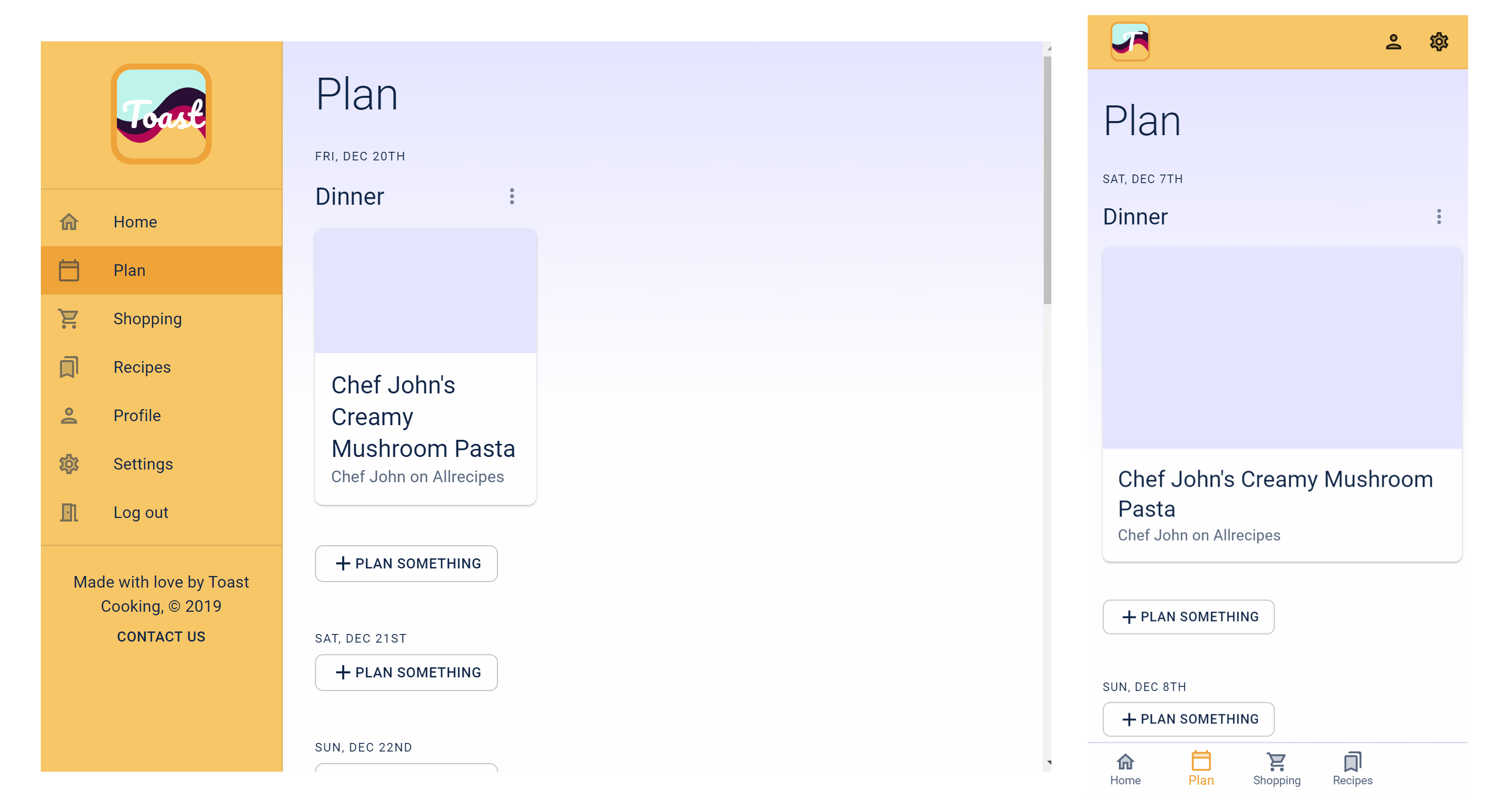 Toast plan page An image of the Toast plan page in the mobile view and desktop view