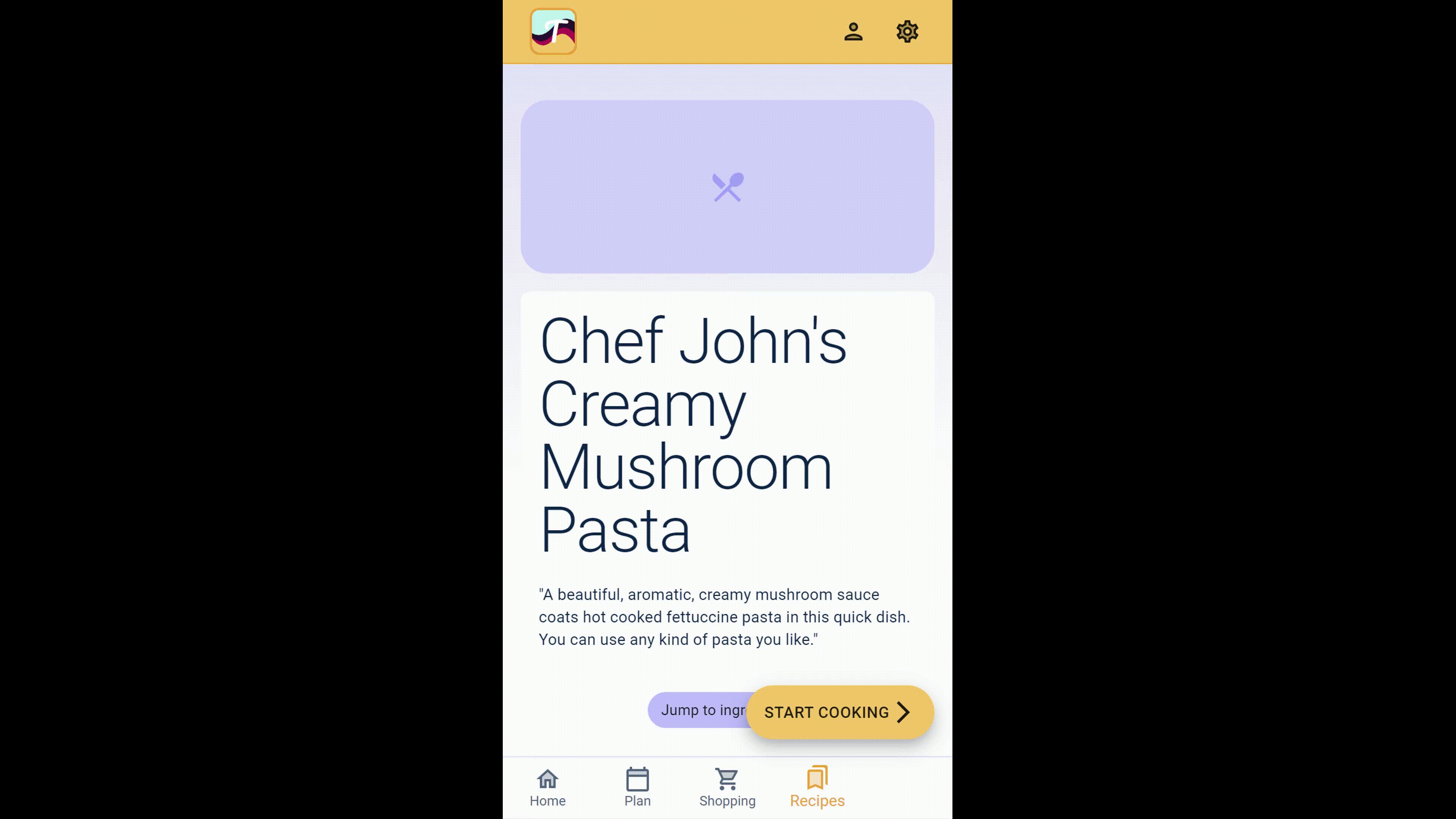 Toast recipe page recording An animated recording of the recipe page in the Toast mobile app