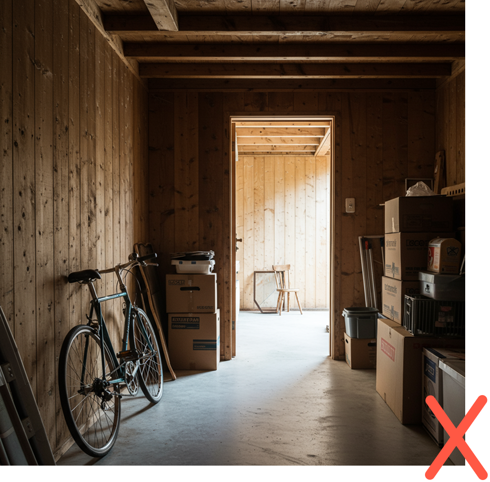 Uklart bilde av sykkel i et mørkt rom, et eksempel på hvordan bilder på Torget ikke bør se ut