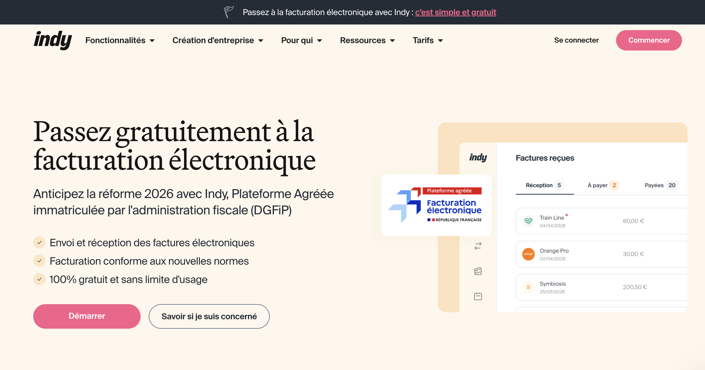 Indy - plateforme agréée