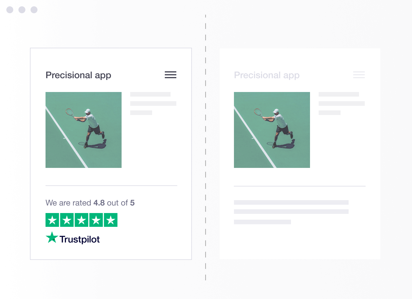 Product illustration of the Trustpilot TrustBox Optimizer tool for split-testing Trustpilot's Trustbox Optimizer feature