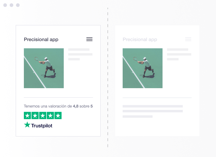 Product illustration of the Trustpilot TrustBox Optimizer tool for split-testing ES - TrustBox Optimizer-min