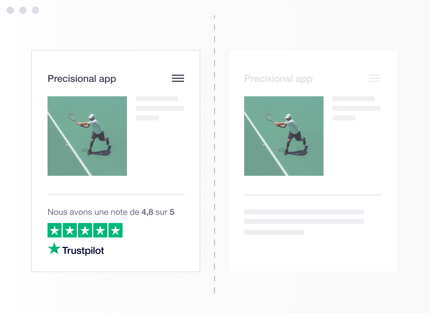 Product illustration of the Trustpilot TrustBox Optimizer tool for split-testing FR - TrustBox Optimizer