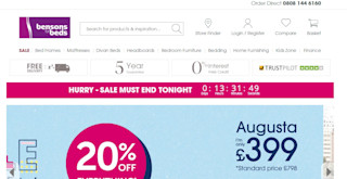 Screenshot website Bensons for Beds social proof example reviews 1