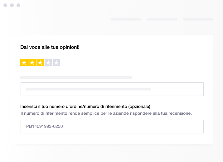 Illustration of Trustpilot's functionality to request an order or reference number from a reviewer IT - Reference number