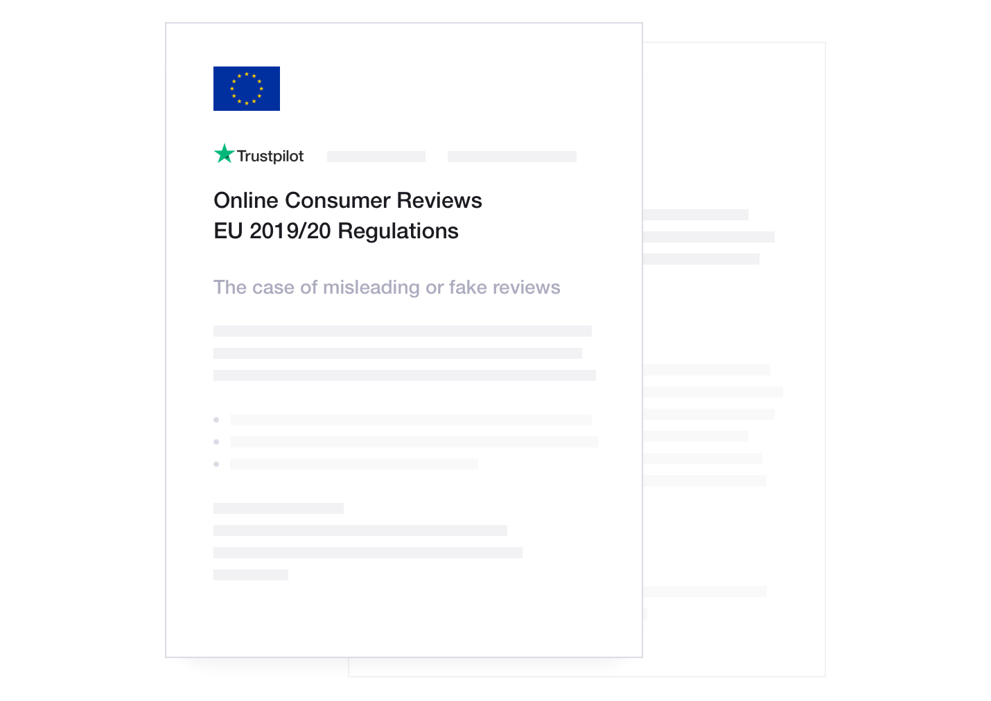 Illustration showing how Trustpilot adheres to EU regulations concerning online consumer reviews Features - Platform Safeguards - Establishing industry standards - Image