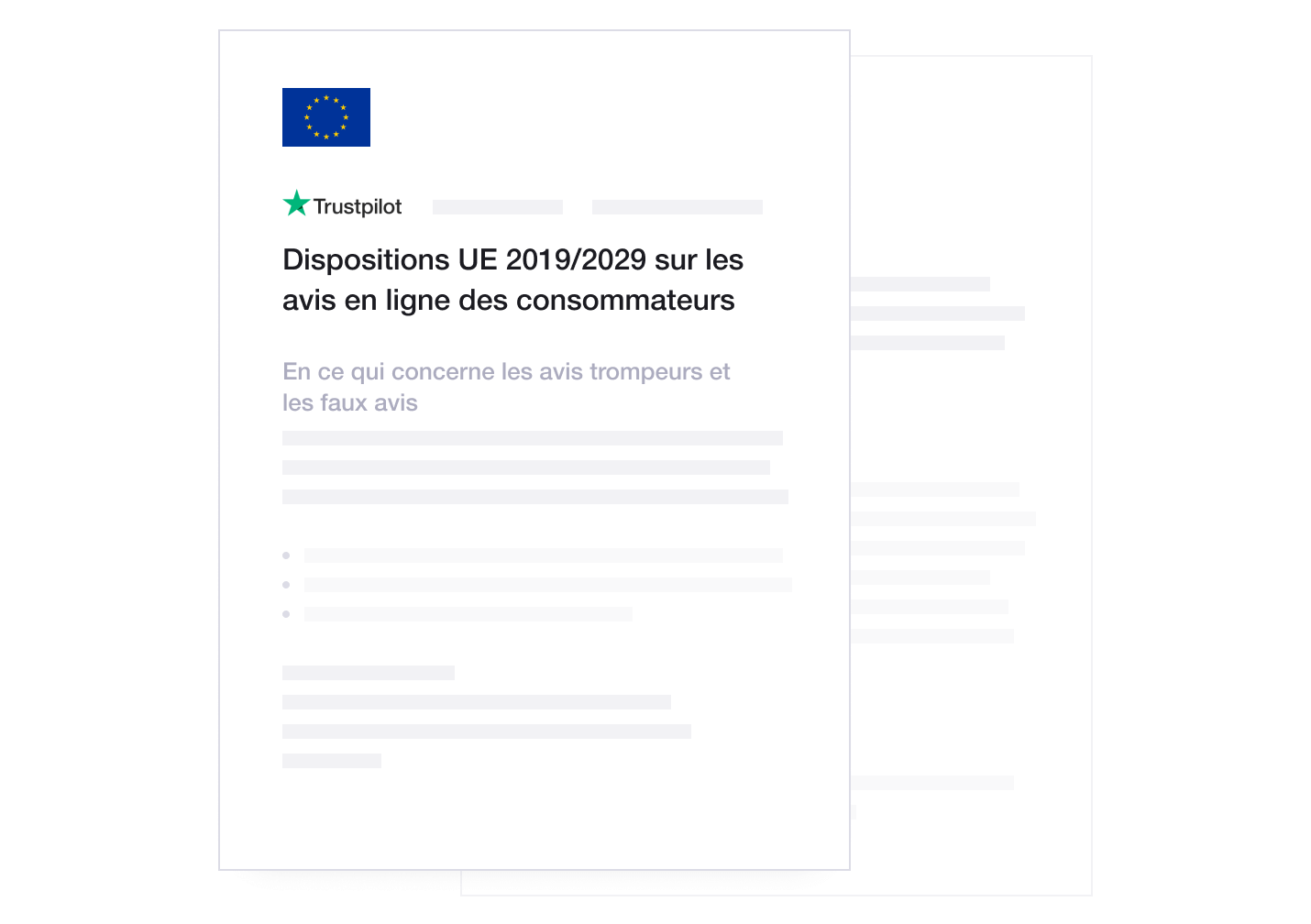 Illustration showing how Trustpilot adheres to EU regulations concerning online consumer reviews FR - Industry standards