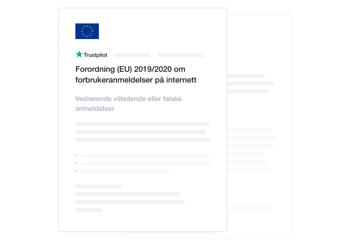 Illustration showing how Trustpilot adheres to EU regulations concerning online consumer reviews NO - Industry standards