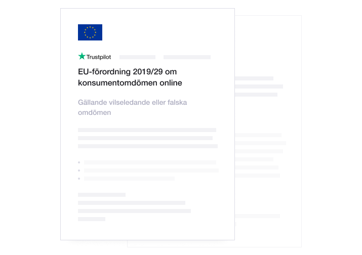 Illustration showing how Trustpilot adheres to EU regulations concerning online consumer reviews SE - Industry standards
