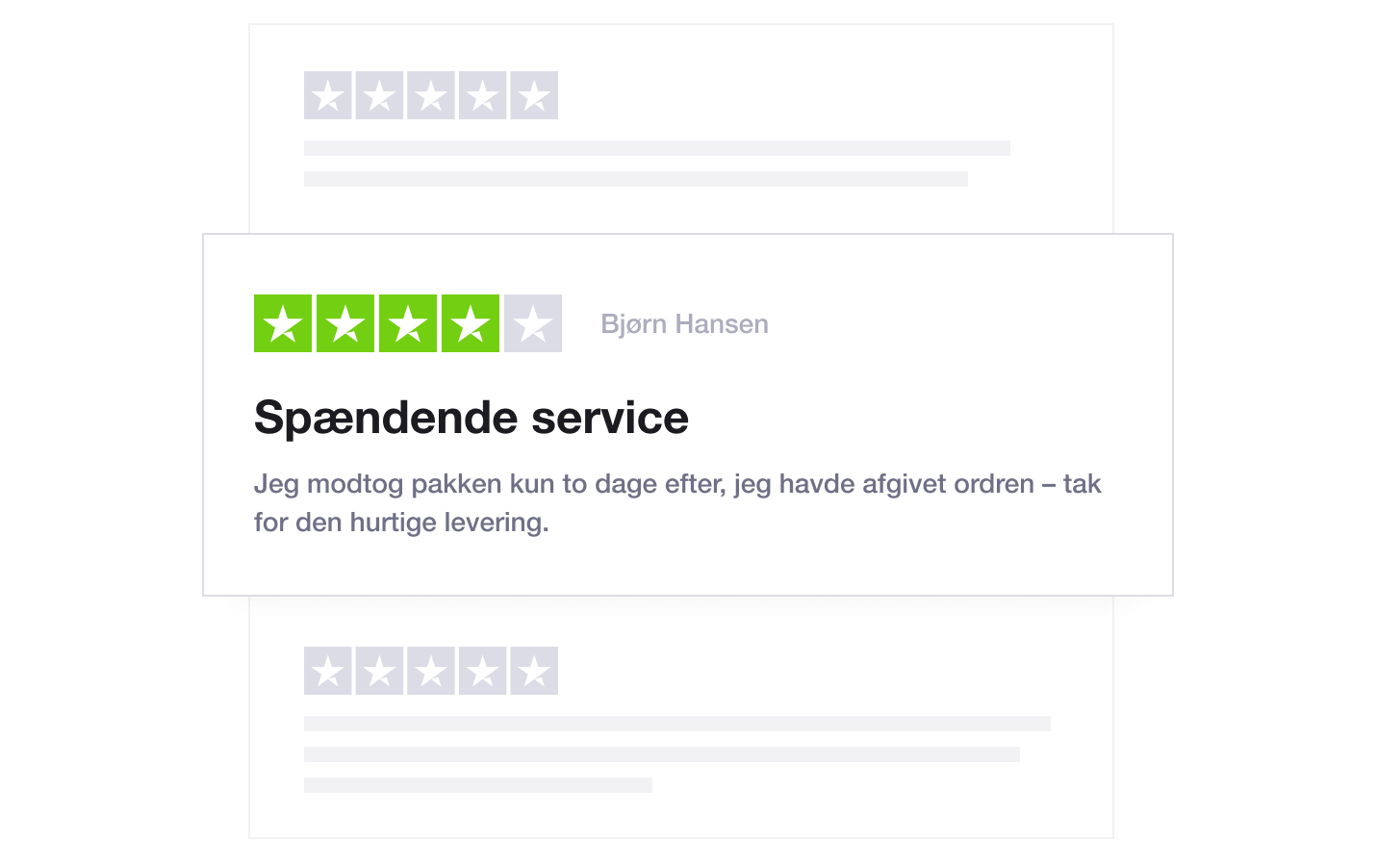 Illustration showing Trustpilot's Review Tagging feature in a Targeted TrustBox widget DK - Targeted TrustBox